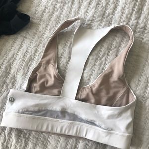 White lululemon sports bra with mesh
